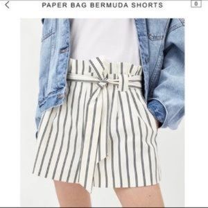 Zara Elastic Paperbag Striped Shorts